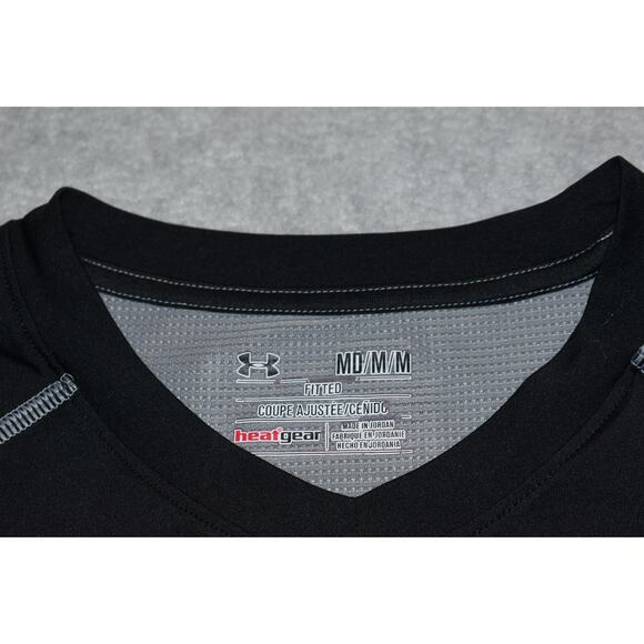 Under Armour Gym Shirt Tanktop Mens Size Medium Fitted Black HeatGear Polyester - Picture 7 of 8